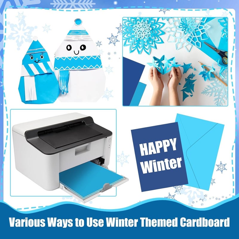 JULBEAR 30 Sheets Blue Cardstock, 8.5 x 11 Inch 180g Winter Navy Colored Cardstock Blue Construction Pastel Paper Kids Adults Winter Christmas DIY Arts Crafts Copy for School Office Home Supplies - Image 5